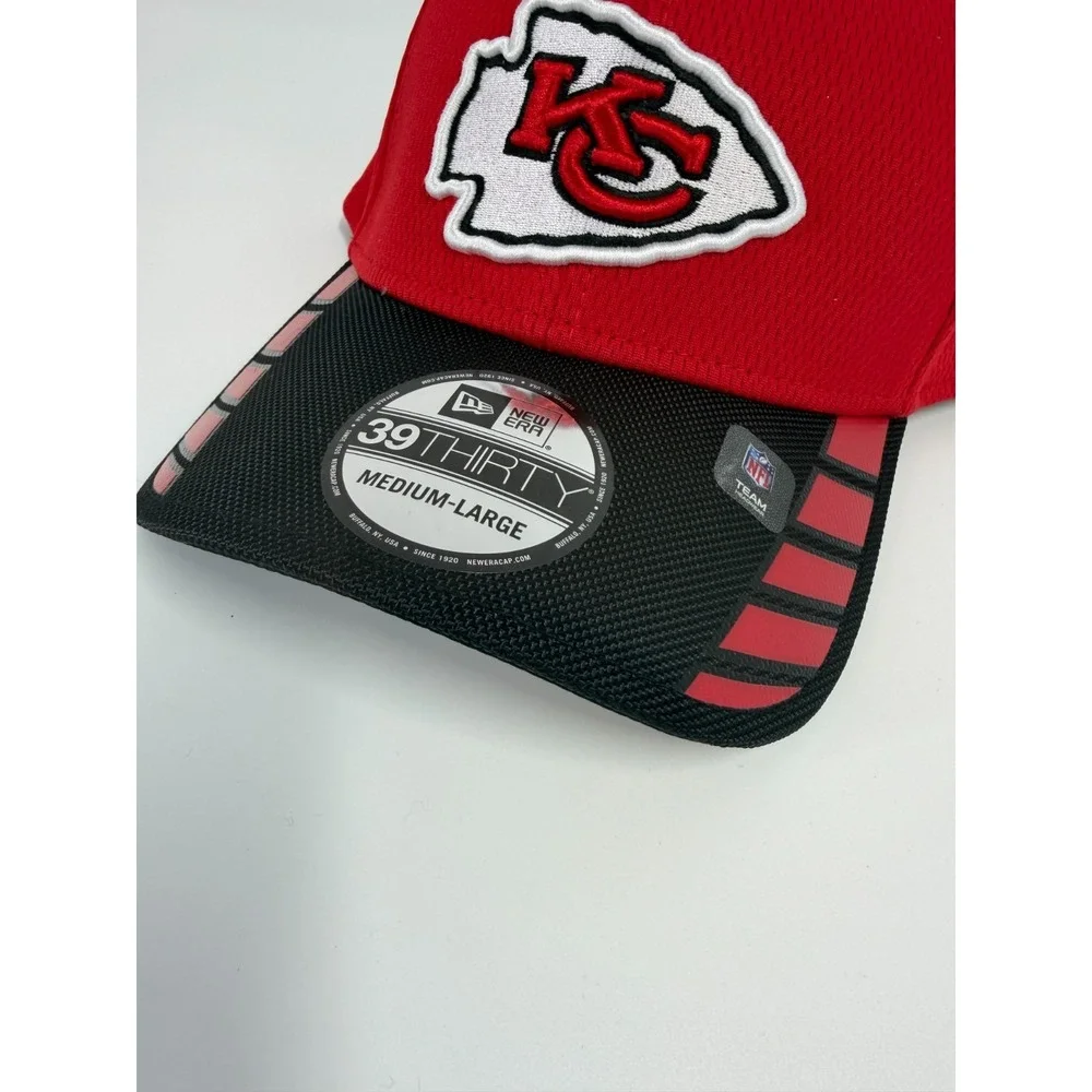 Kansas City Chiefs New Era Visor Hit 39Thirty SZ M/L Stretch Fit Hat Cap Red NWT